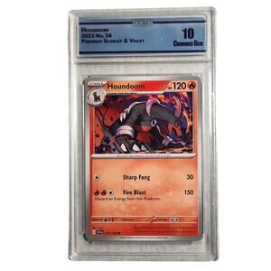 Pokemon Houndoom 2023 No. 34 Scarlet & Violet CC&G Crowned Gem 10 Trading Card